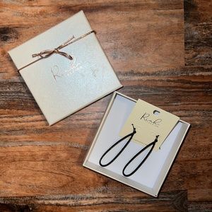 Black Rhinestone Hoop Drop Earrings